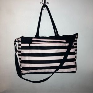Pink and black VICTORIA SECERT striped extra large duffel weekender Bag